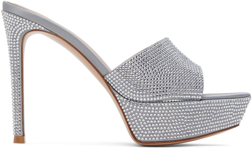 Кецове и обувки Gianvito Rossi Gianvito Rossi Tracey Crystal Heeled Sandals Сиво | G16550.85RIC.RAS