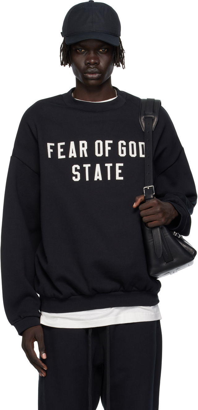 90s Fit Fleece Crewneck Sweatshirt with FEAR OF GOD STATE Embroidery