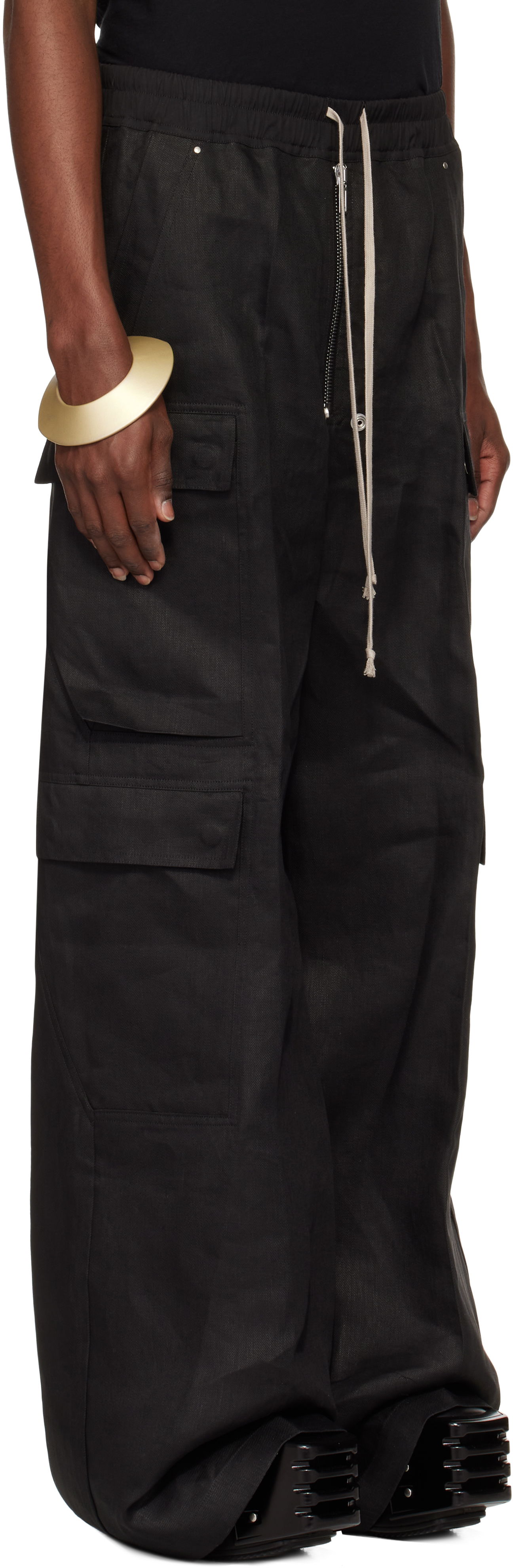 Карго панталони Rick Owens Rick Owens Hollywood Cargobela Cargo Pants Черно | RU01E5339 TWL, 1