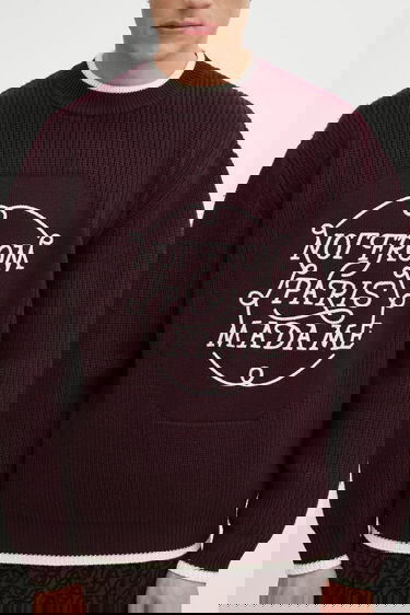Пуловер Drôle de Monsieur Slogan Ribbed Sweater Бургунди | I.PO184.WO007, 3