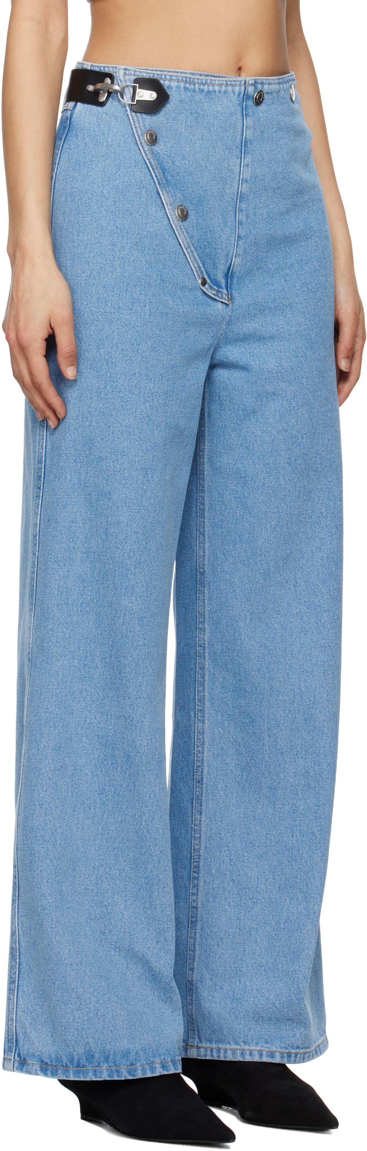 Дънки Nanushka Nanushka Makena Wide Leg Jeans Синьо | NW25RSPA09353, 1