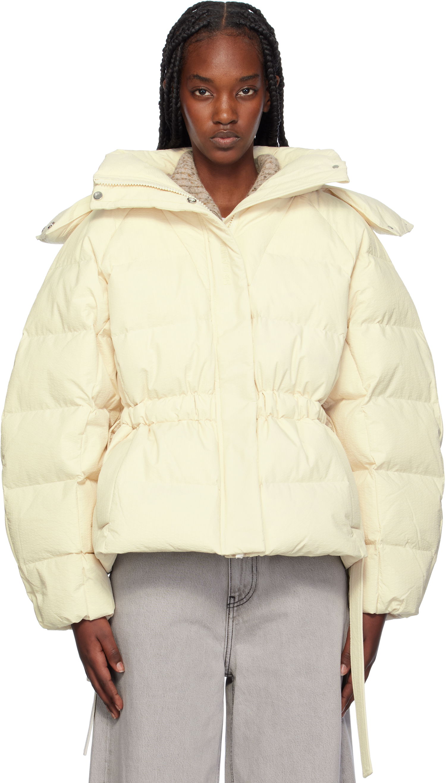 Пухо яке GANNI Oversized Down Puffer Jacket Бежово | F9690, 0