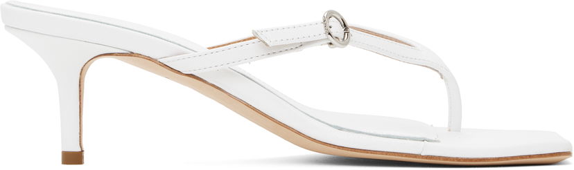 Аксесоари Aeyde Aeyde Leigh Leather Toe-Post Heeled Sandals Бяло | A11-HS-GAIS55TB162-SS25-1020-007