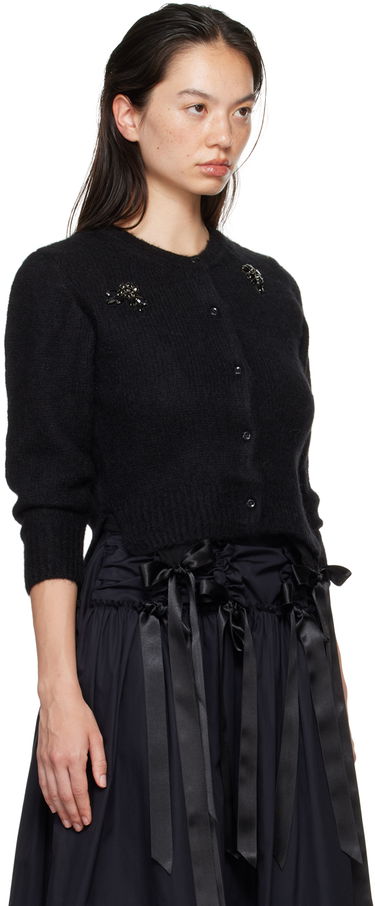 Пуловер Simone Rocha Simone Rocha Cropped Alpaca Knit Cardigan Черно | MIMK2TB 0657, 1