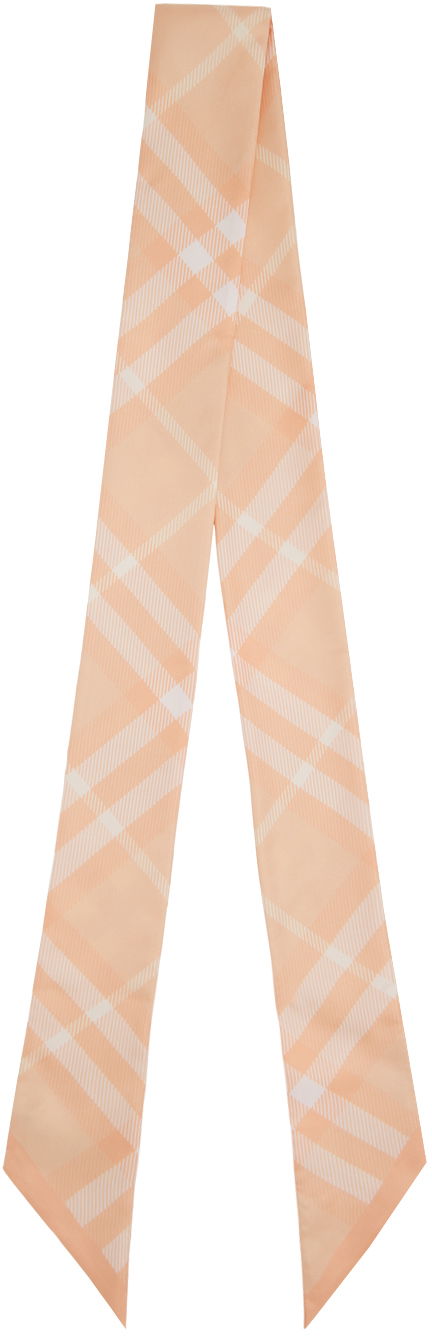 Шал Burberry Skinny Check Silk Scarf Розово | 8083299, 0