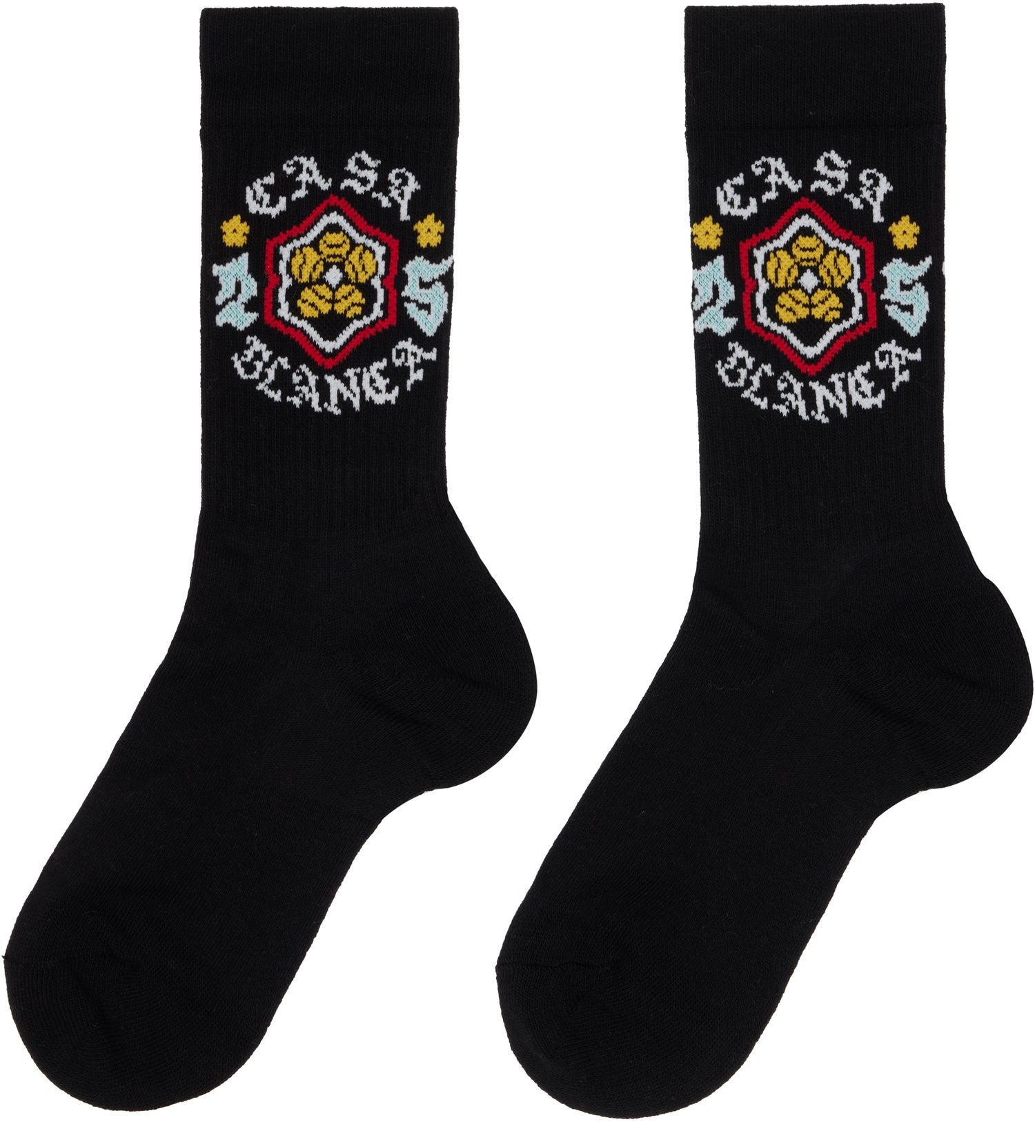Чорапи Casablanca Emblem Socks Черно | A-AW25-ACC-010-05, 1