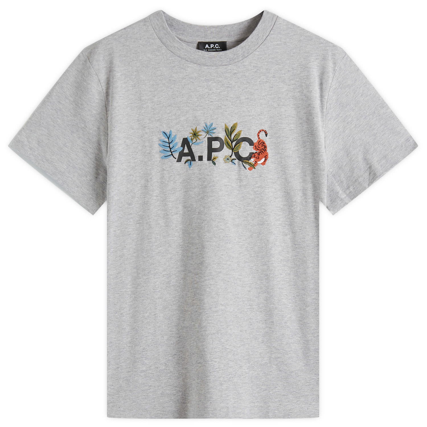 Тениска A.P.C. Men's Auguste Nature Logo T-Shirt, Size Small Сиво | COBQX-M26497-PLA, 0