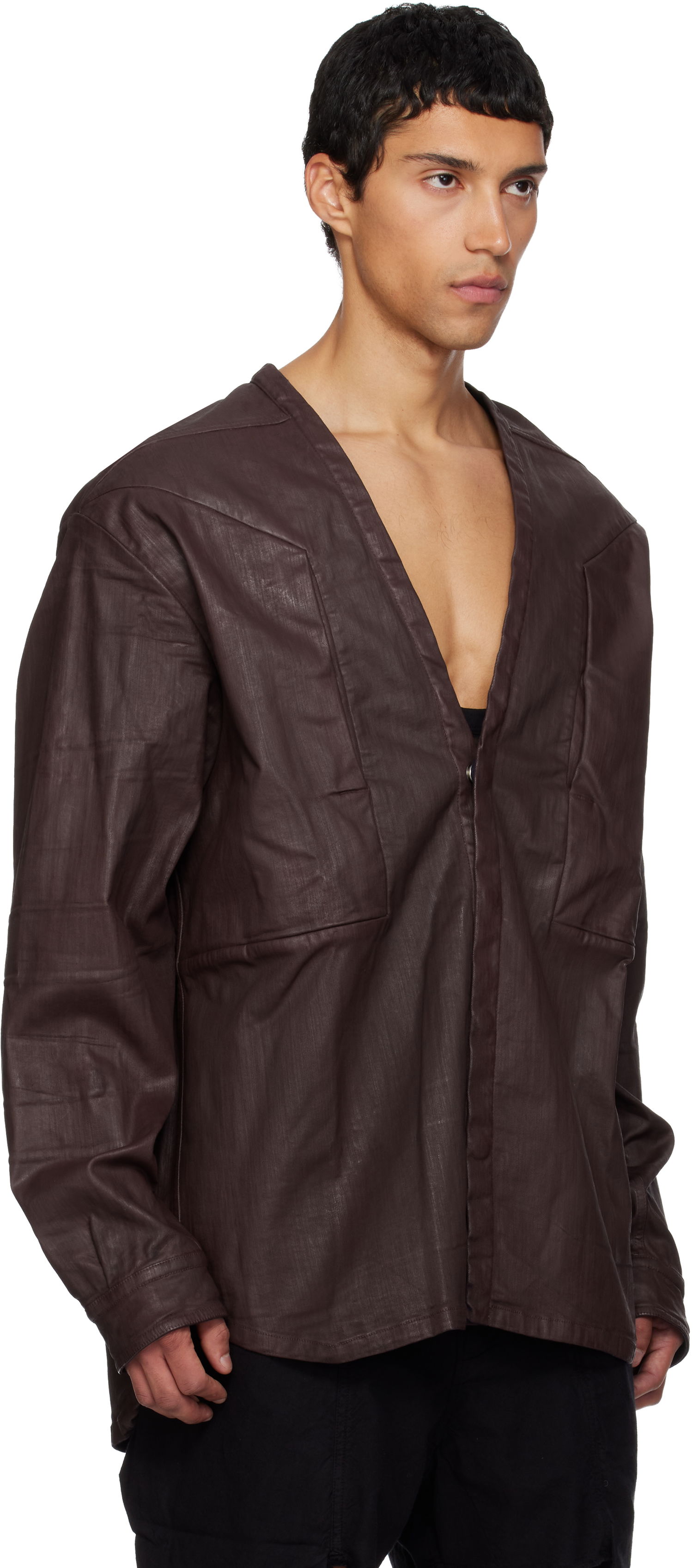 Риза Rick Owens DRKSHDW Concordians LS Larry Jumbo Fogpocket Denim Shirt Кафяво | DU02E7298 SDSW, 1