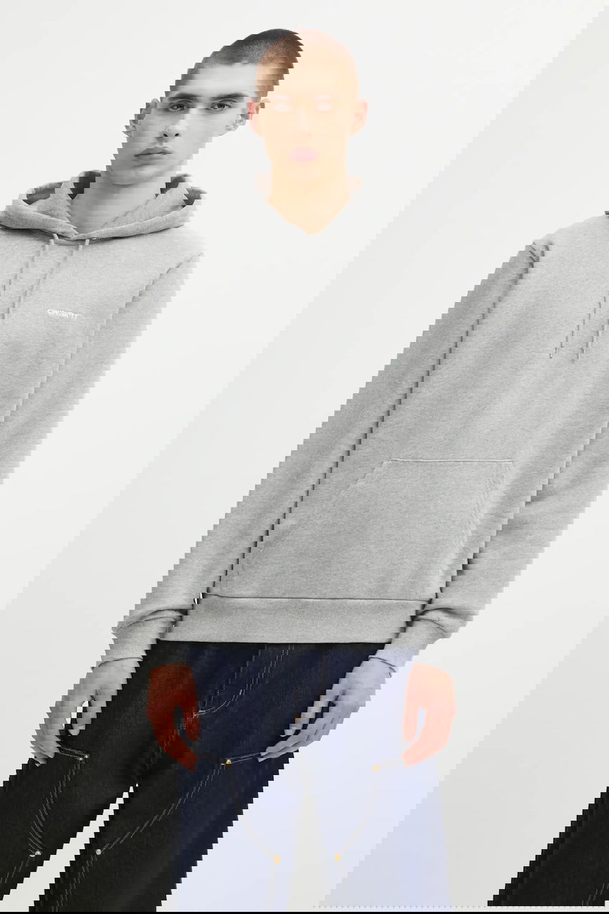 Суитчър Carhartt WIP WIP Cotton Hooded Script Embroidery Sweatshirt Сиво | I035392.00DXX, 0