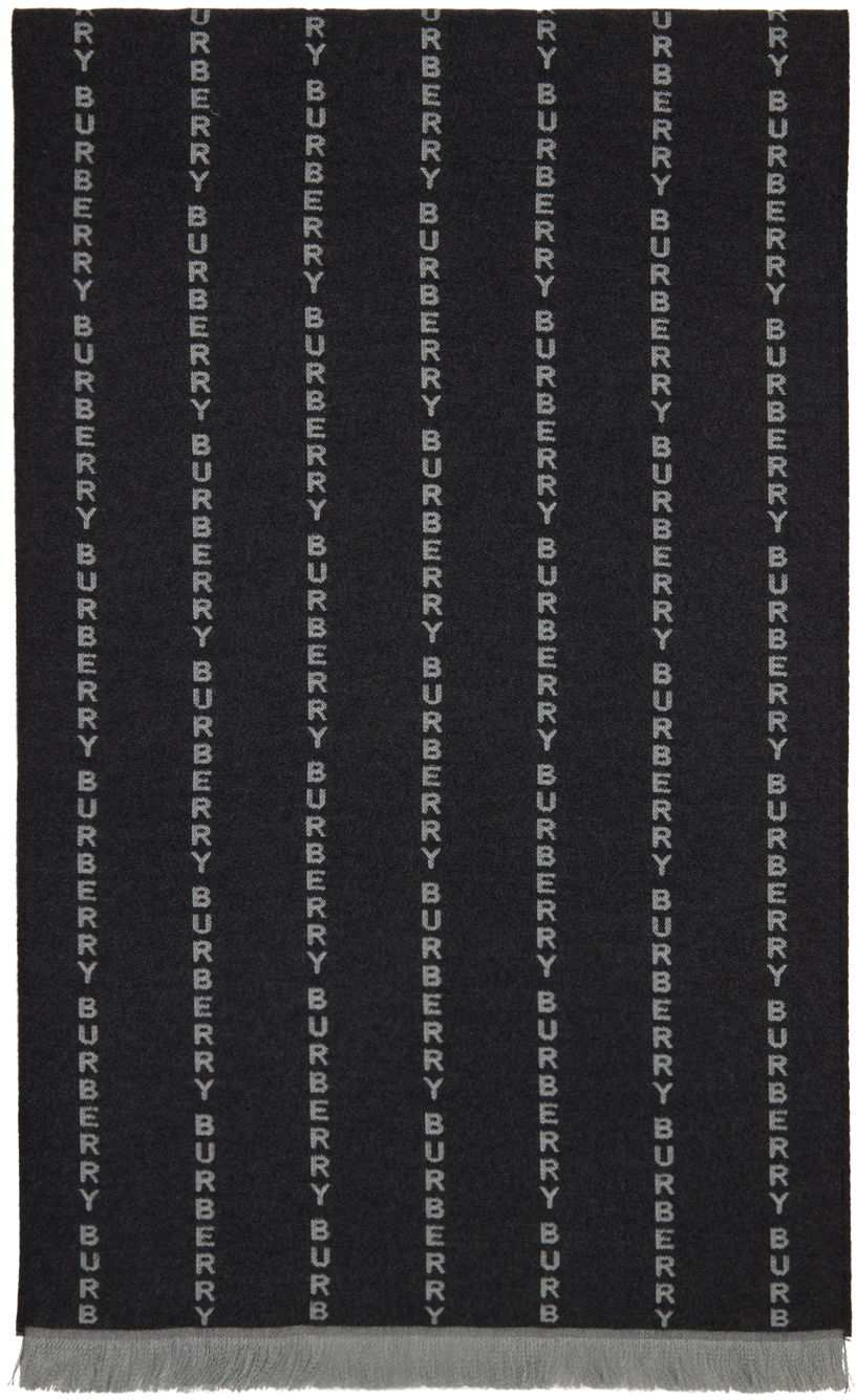 Шал Burberry Logo Pinstripe Scarf Gray Сиво | 8063998, 0