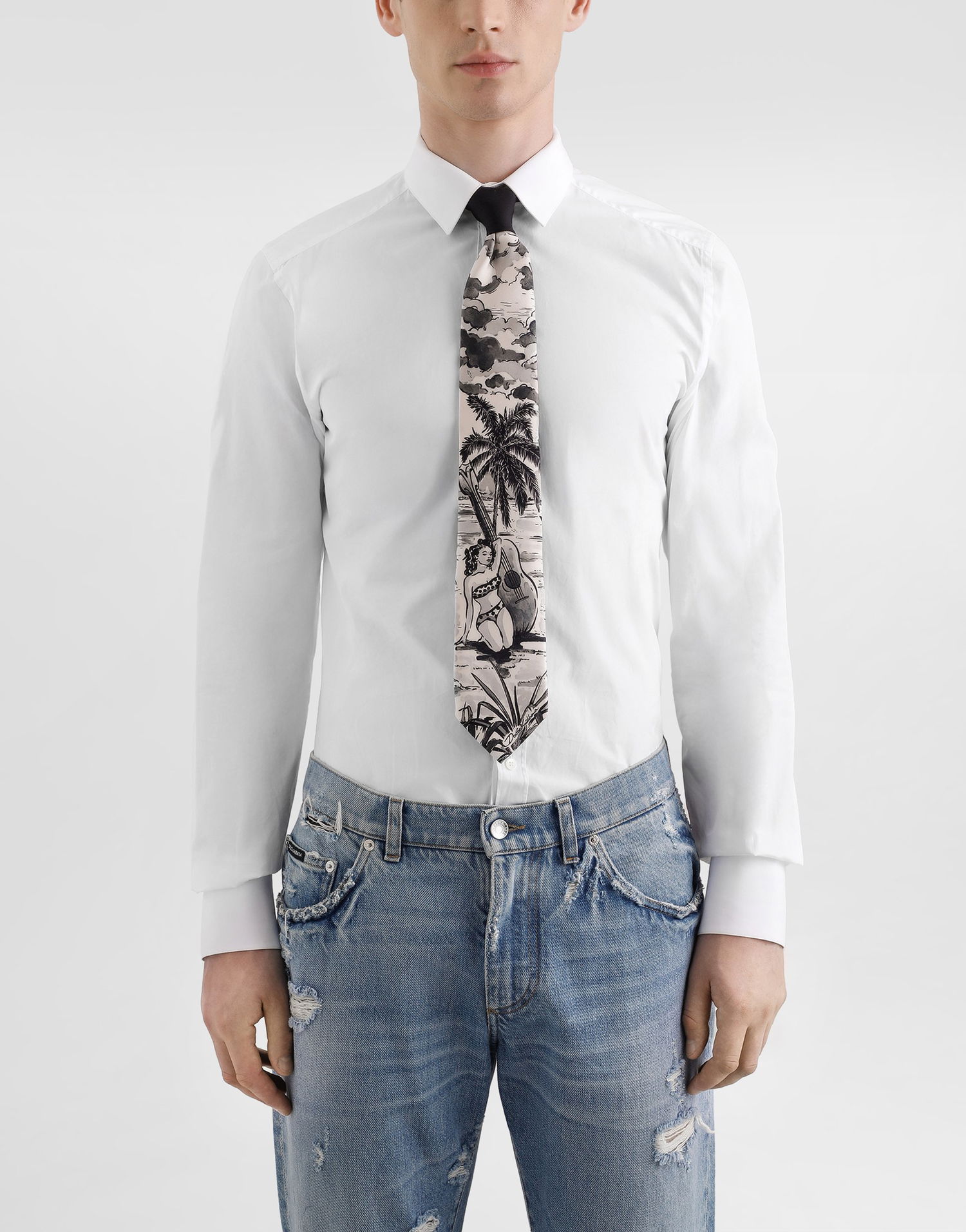 Колани Dolce & Gabbana Dolce & Gabbana Pin-up Print Silk Tie Черно | GT147EG0TJ4HN5RM, 1