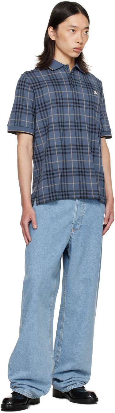 Поло тениска Burberry Burberry Check Cotton Polo Синьо | 8110104, 3