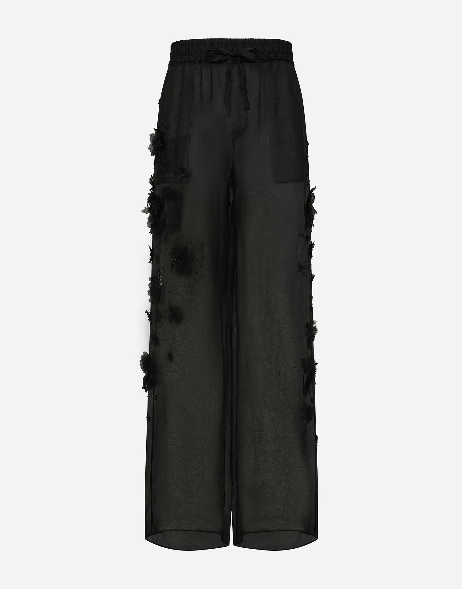 Панталони Dolce & Gabbana Dolce & Gabbana Floral Appliqué Organza Wide-Leg Pants Черно | GP05XZFU1IDN0000, 0