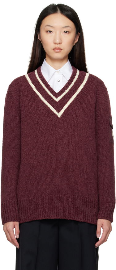 Пуловер Moncler Moncler Padded V-Neck Sweater Бургунди | K20939D00001M5493, 0