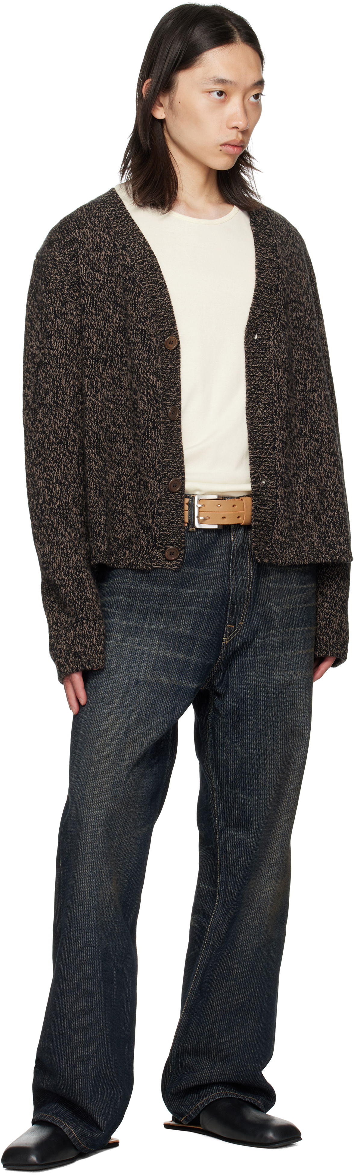 Колани OUR LEGACY Leather Split Belt with Double-Prong Buckle Кафяво | A4258SOS, 1