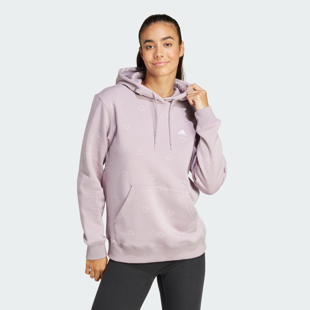 Суитчър adidas Performance Essentials Monogram Fleece Graphic Hoodie Лилаво | IS4066, 0