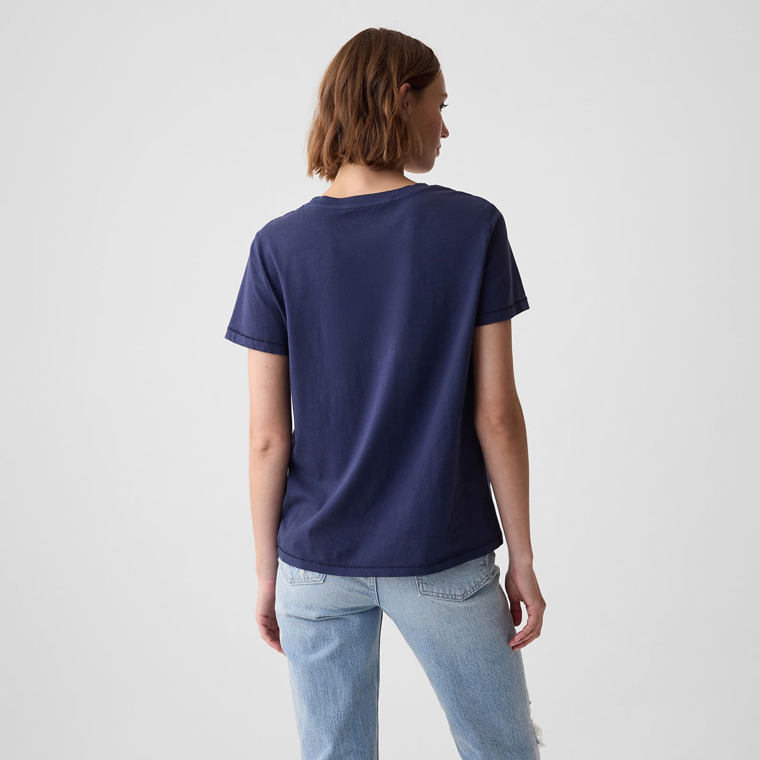 Тениска GAP Basic Crewneck Tee Navy Uniform Тъмно синьо | 795346-03, 1