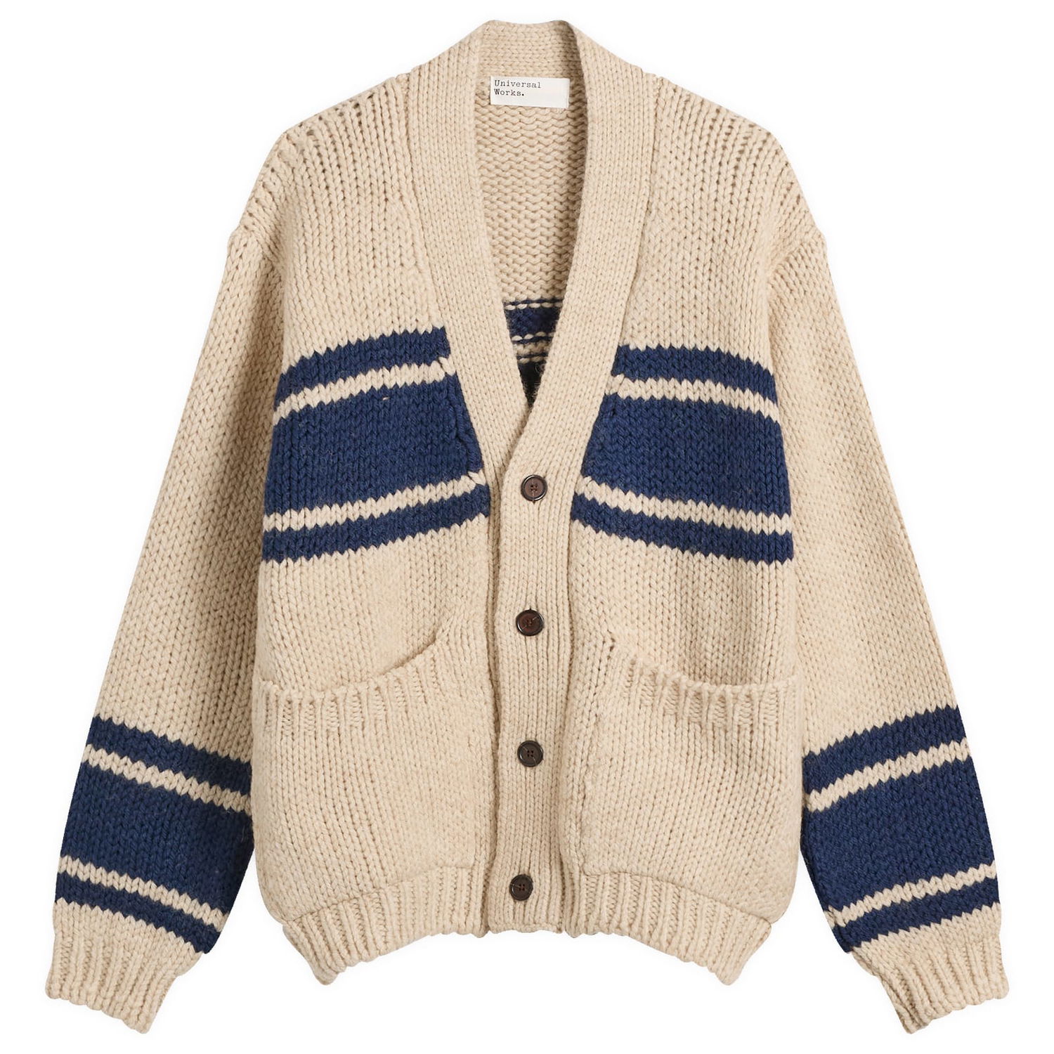 Пуловер Universal Works Universal Works Langdale Chunky Knit Cardigan Бежово | 33479-SND, 1