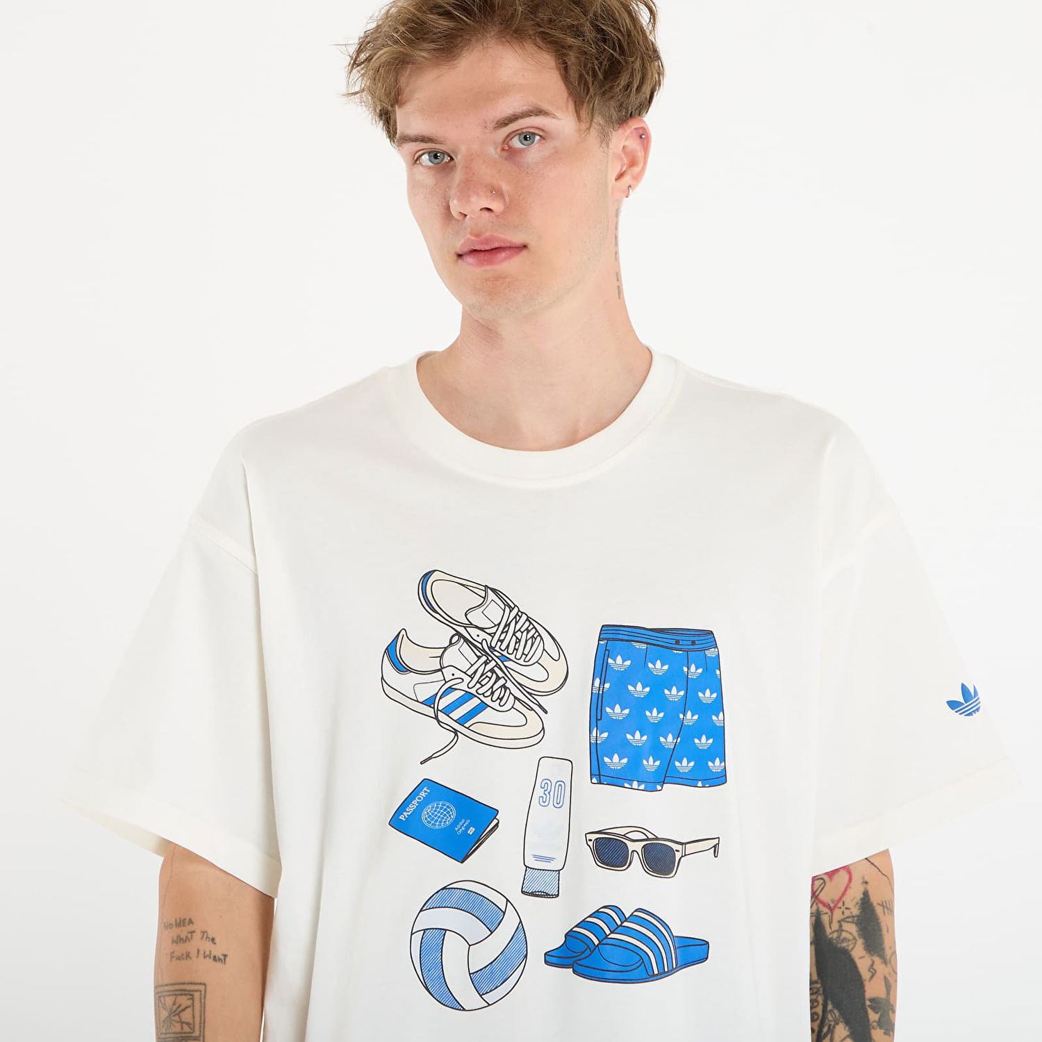 Тениска adidas Originals T-shirt adidas Stuff Tee Off White Бяло | KQ6345, 1
