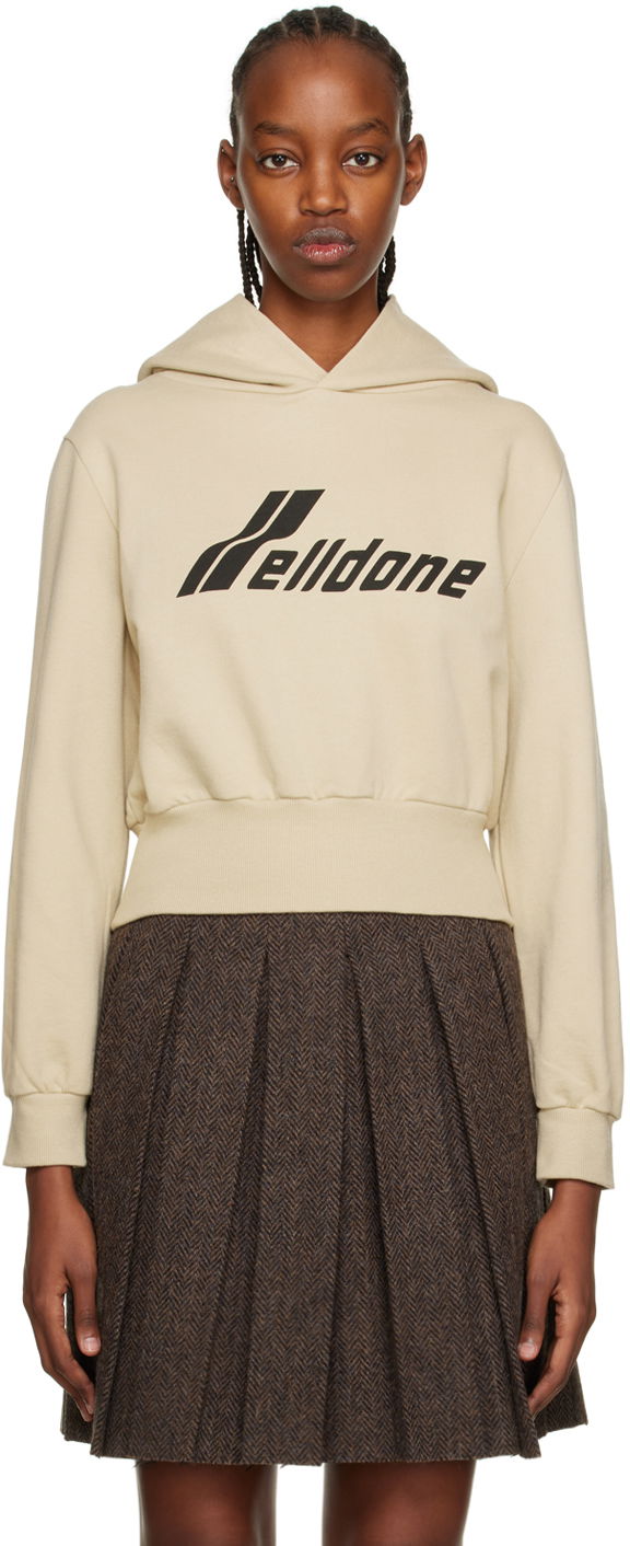 Суитчър We11done Printed Cropped Hoodie Бежово | WD-TH3-22-865-W-BG, 0