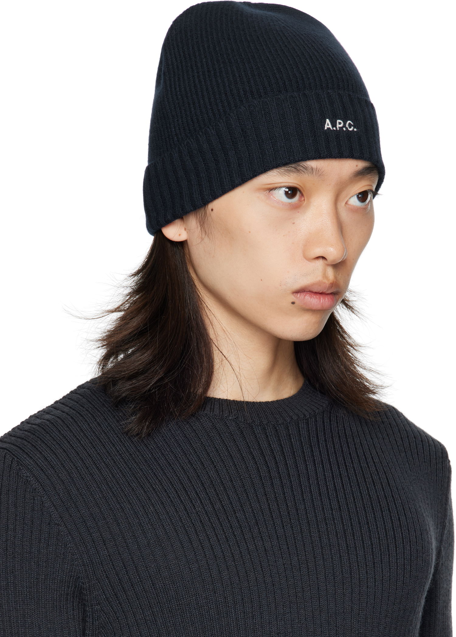 Шапка A.P.C. A.P.C. Colin Ribbed Knit Beanie Черно | WVBCZ-M25091, 1