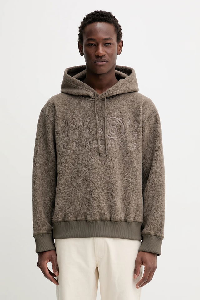 Fleece Hoodie with Embroidered Numbers