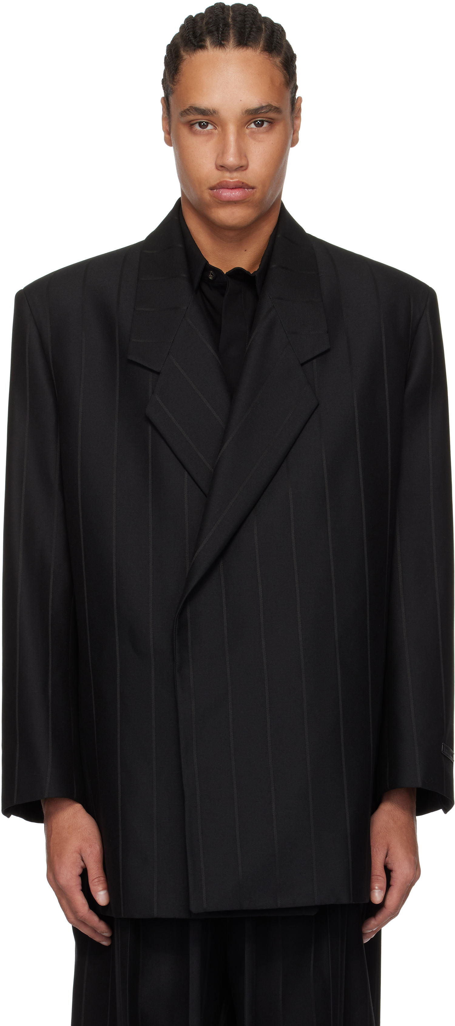 Палта Fear of God Fear of God Pinstripe Relaxed Blazer Черно | FGE260-602TSWV, 0