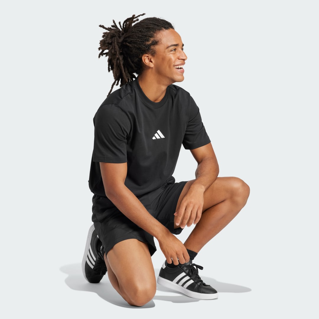 Тениска adidas Performance Essentials Small Logo Jersey T-Shirt Черно | JE9024, 1