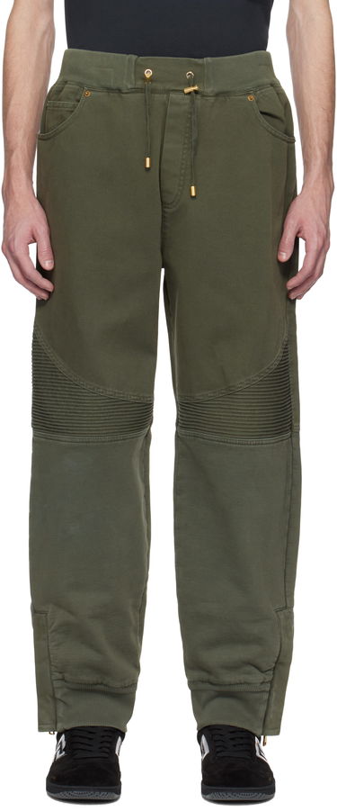 Спортни панталони Balmain Balmain Loose-Fit Denim & Jersey Trousers Зелено | EH1MD045DF43, 0