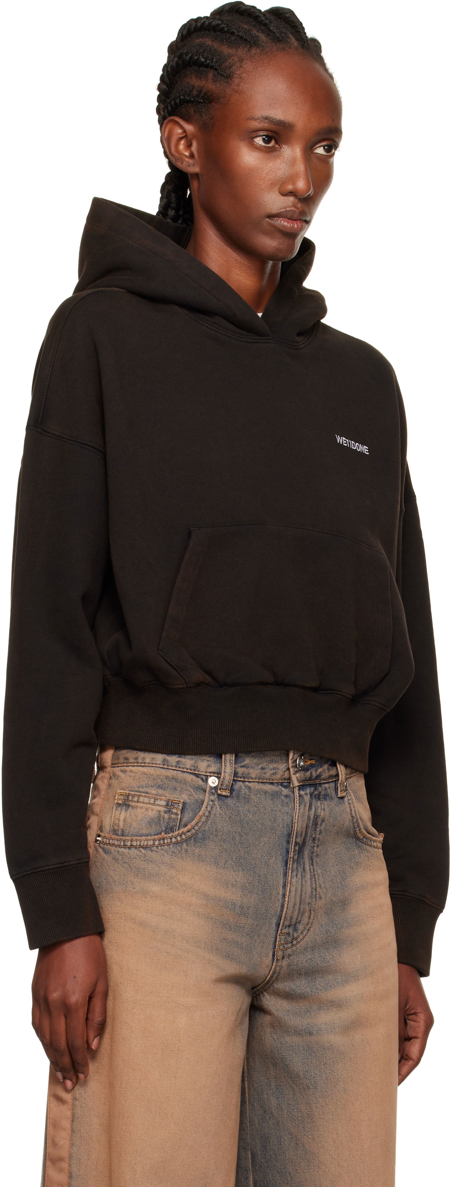Суитчър We11done We11done Cropped Logo Hoodie Черно | WD-TH2-25-830-W-BK, 1