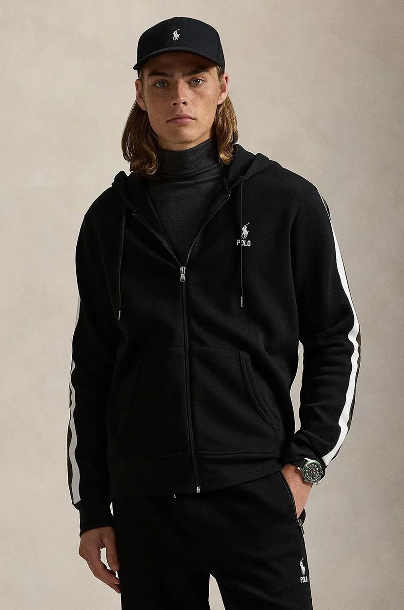 Суитчър Polo by Ralph Lauren Striped Full-Zip Hoodie Черно | 710953165