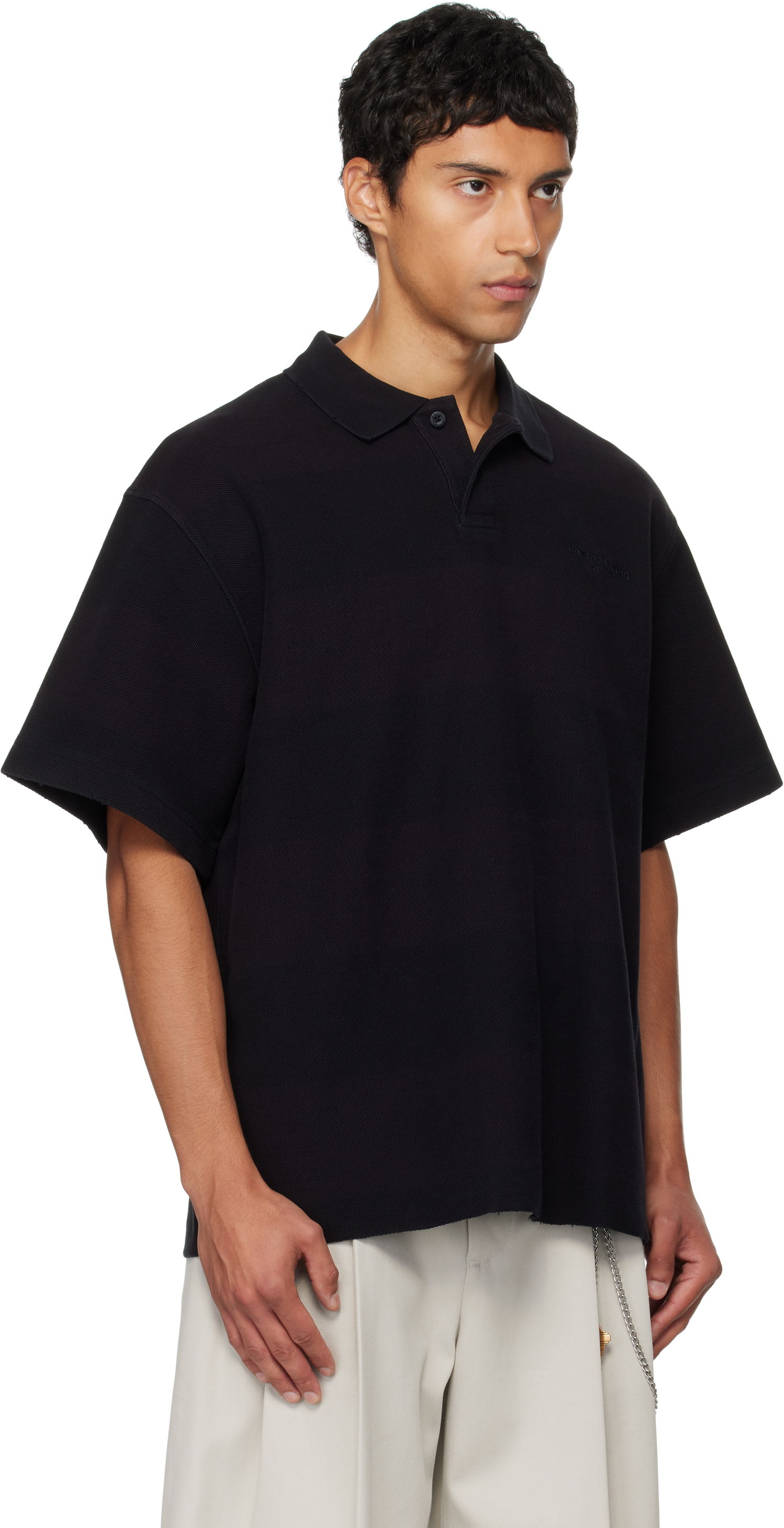 Поло тениска Alexander Wang Alexander Wang Rib Short Sleeve Polo Черно | 6CC3251094, 1