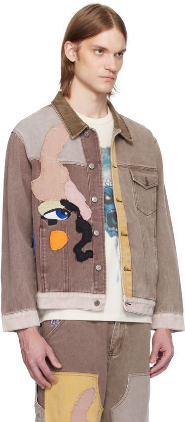 Яке KidSuper KidSuper Patchwork Face Colorblocked Twill Jacket Кафяво | SS25-OW-10, 1
