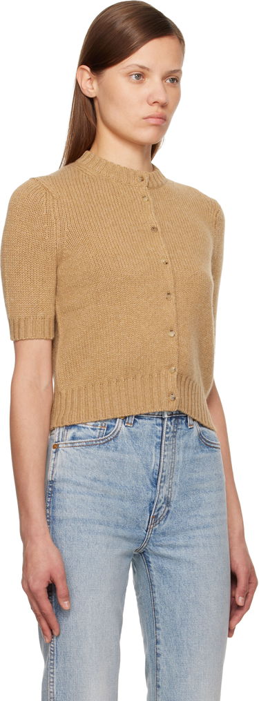 Пуловер Khaite Nora Short-Sleeve Ribbed Cardigan Бежово | 9608615, 1