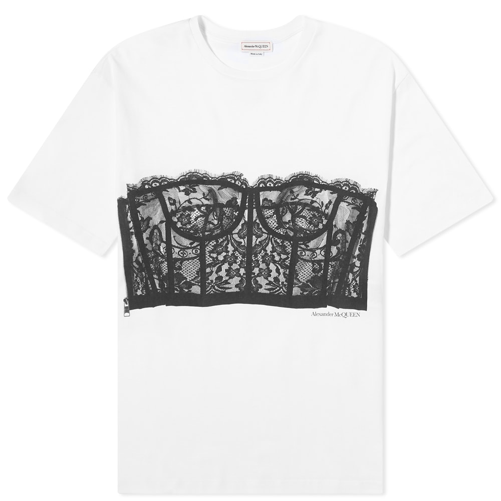 Тениска Alexander McQueen Corset Print Tee Бяло | 689062QZAFC-0909, 0