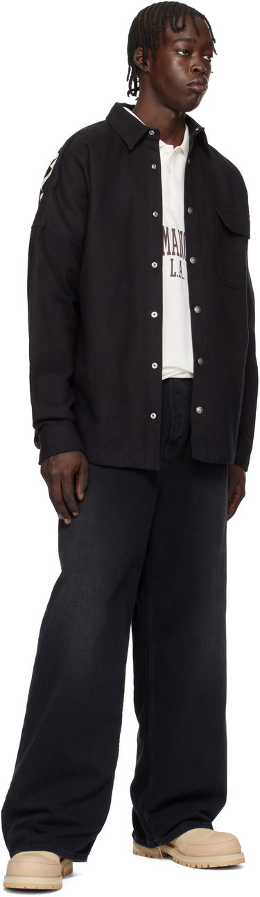 Риза Palm Angels Classic Logo Overshirt Черно | PMES044S25FAB0011003, 3