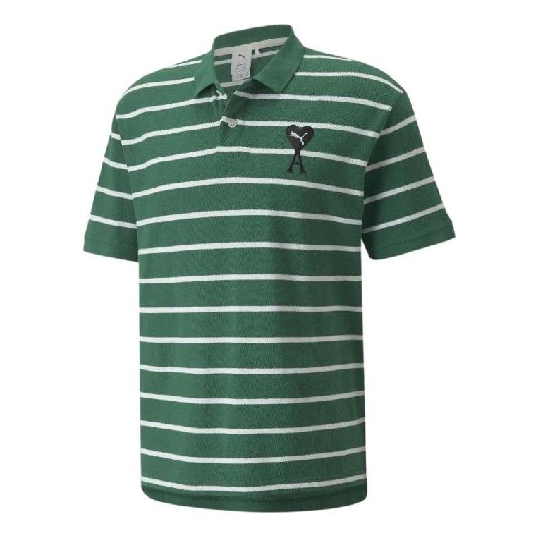 Поло тениска Puma Ami Striped Short Sleeve Polo Shirt Зелено | 534067-96