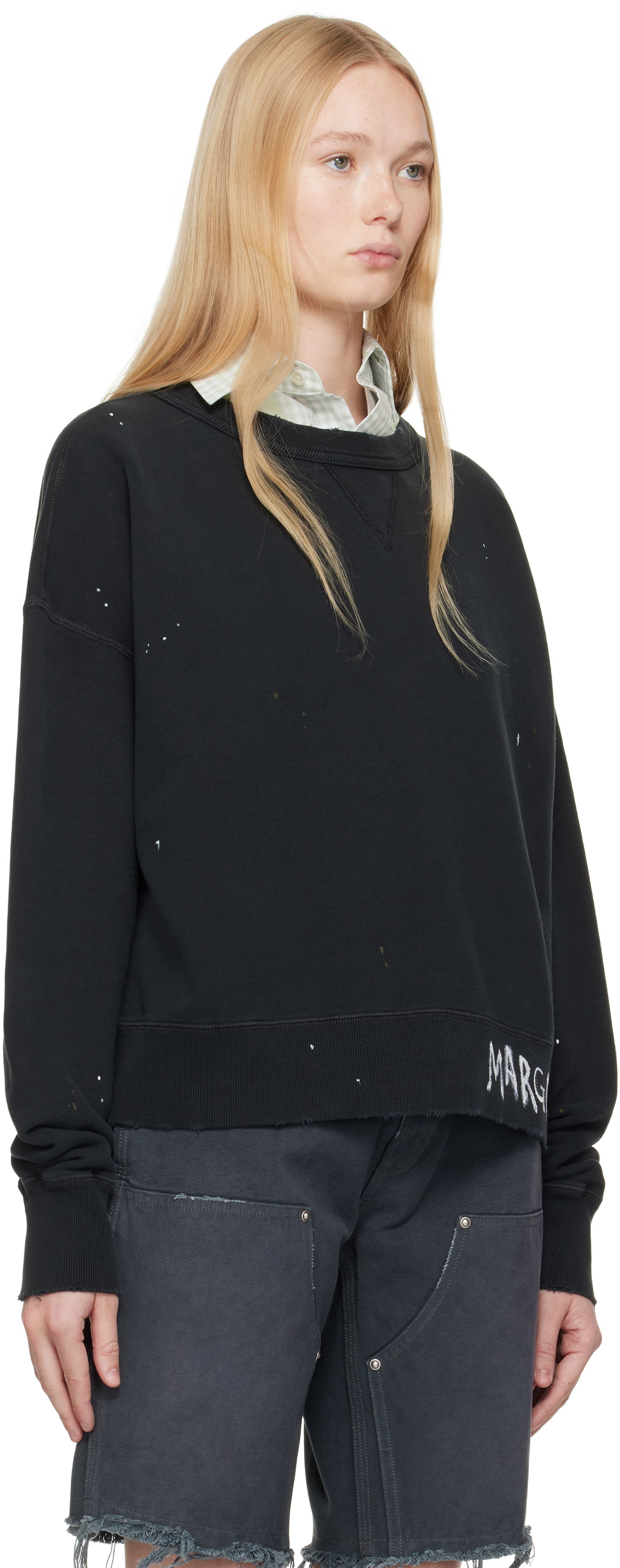Пуловер Maison Margiela Maison Margiela Graffiti Logo Sweatshirt Черно | S50GU0237 M25019, 1