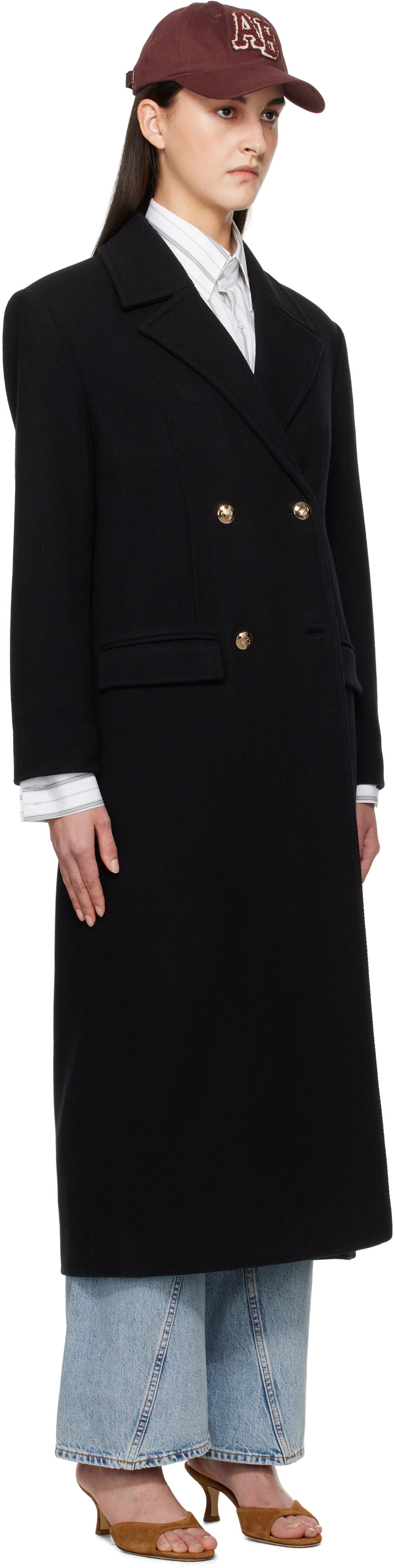 Палта Anine Bing Anine Bing Raleigh Double-Breasted Coat Черно | A-01-10456-BLK1, 1