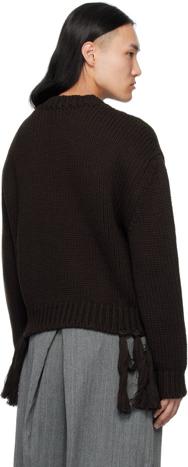 Пуловер HED MAYNER Hed Mayner Knit Crewneck Sweater with Tassels Кафяво | HMMB75099A-HB619, 2