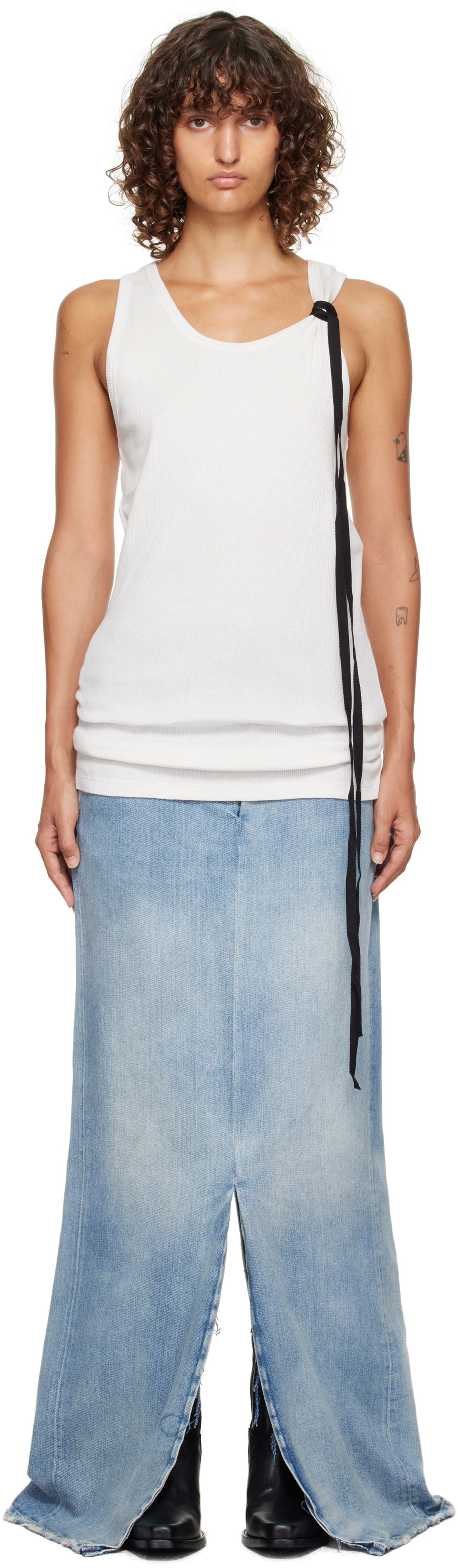Потник Ann Demeulemeester Ann Demeulemeester Seva Ribbed Tank Top Бяло | 2520-W-JTO20-FA659-003, 0