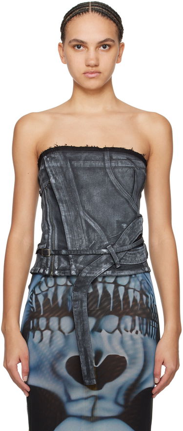 Потник Ottolinger Ottolinger Zip Denim Corset Top Сиво | 1704812, 0