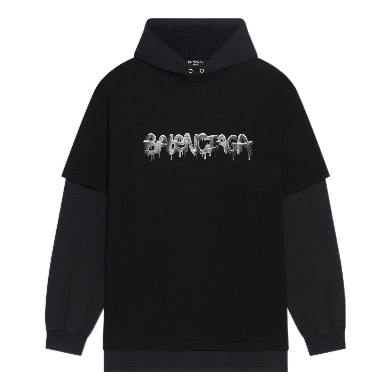 Суитчър Balenciaga Slime Double Long Sleeve Hooded T-Shirt Черно | 681029TLVF11069, 0