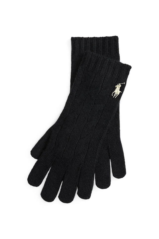 Polo Ralph Lauren Embroidered Logo Ribbed Wool Gloves