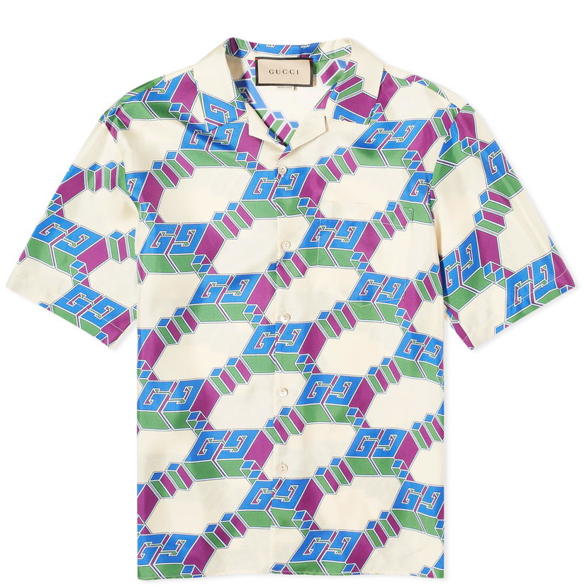 Риза Gucci GG Game Big Vacation Shirt Синьо | 770432-ZAPEY-9093