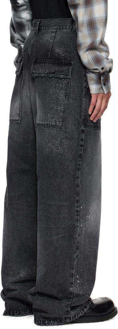 Дънки We11done Carpenter Wide-Leg Distressed Paint Splatter Jeans Черно | WD-DP2-25-340-M-BK, 2