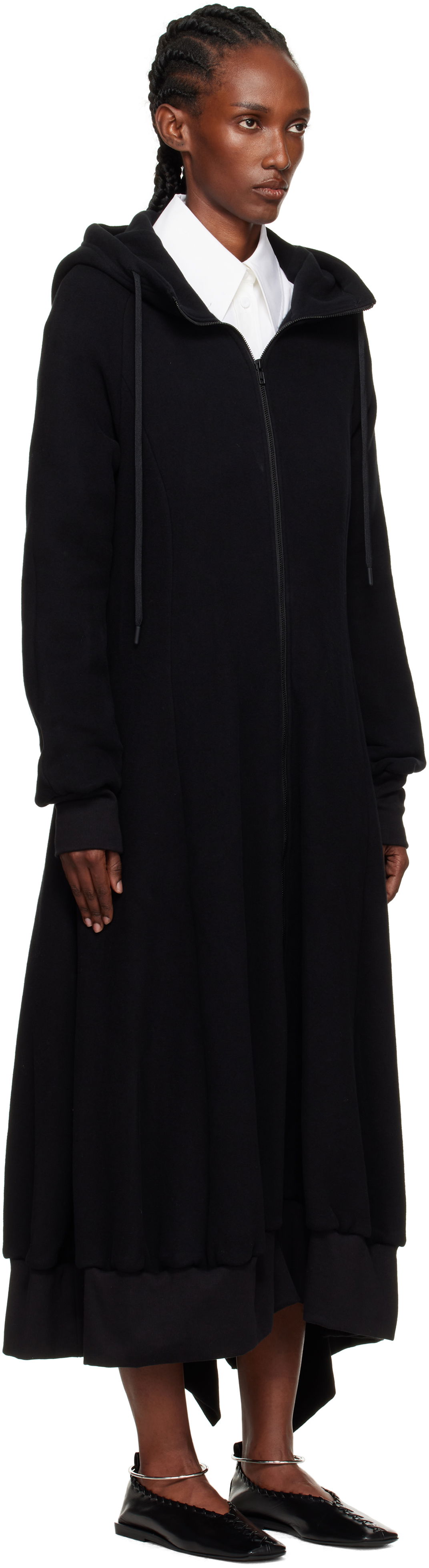 Pокля Yohji Yamamoto YOHJI YAMAMOTO Hooded Track Maxi Dress Черно | FM-D51-002, 1