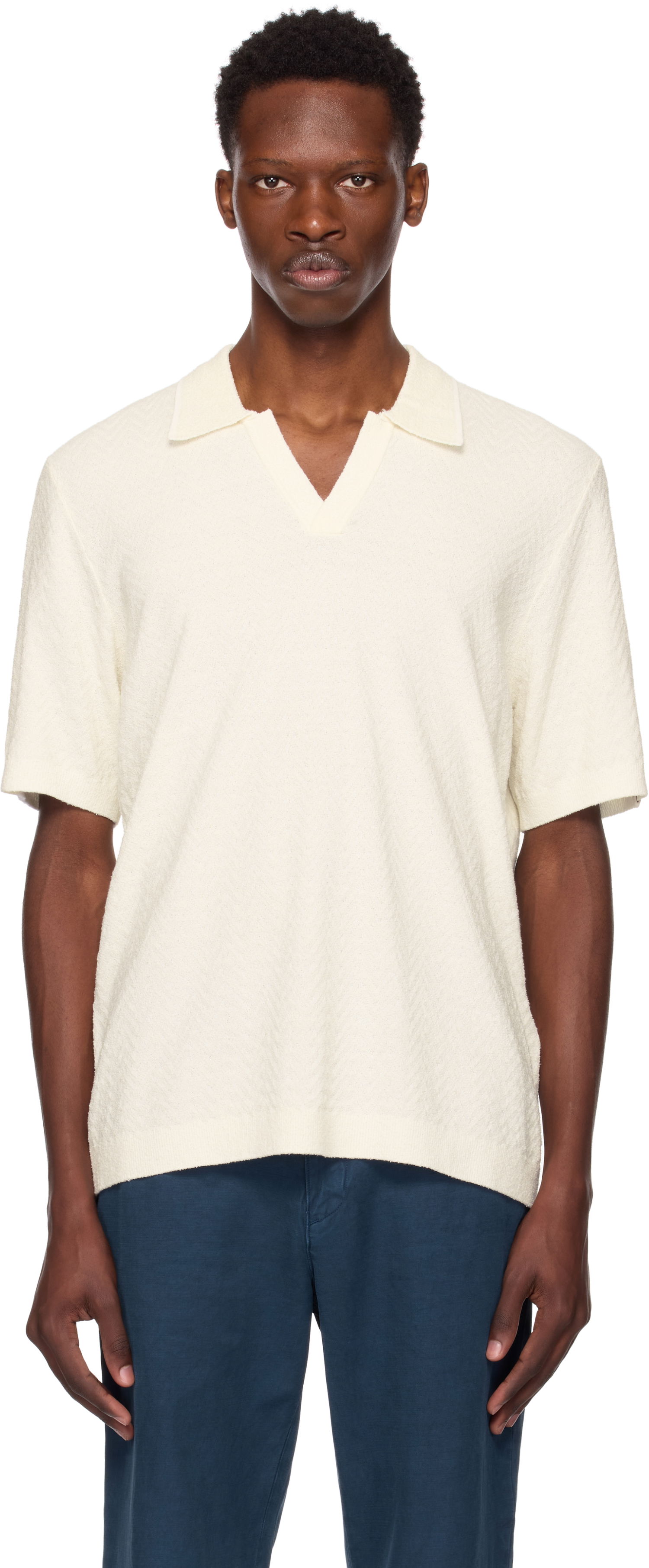 Поло тениска rag & bone Rag & Bone Zuma Herringbone Knit Polo Бяло | MBS25P019NC19, 0