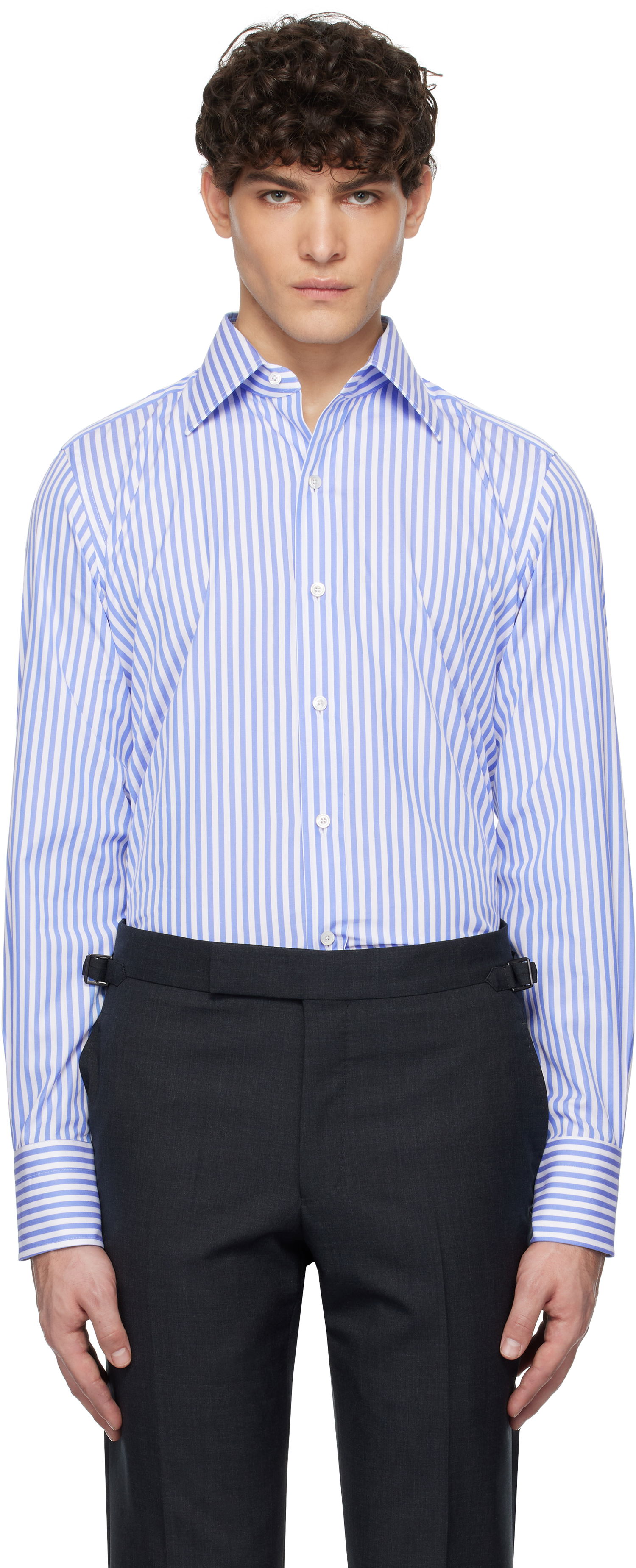 Риза Tom Ford TOM FORD Ladder Stripe Slim Fit Shirt Синьо | HSBC01-CGP75, 0