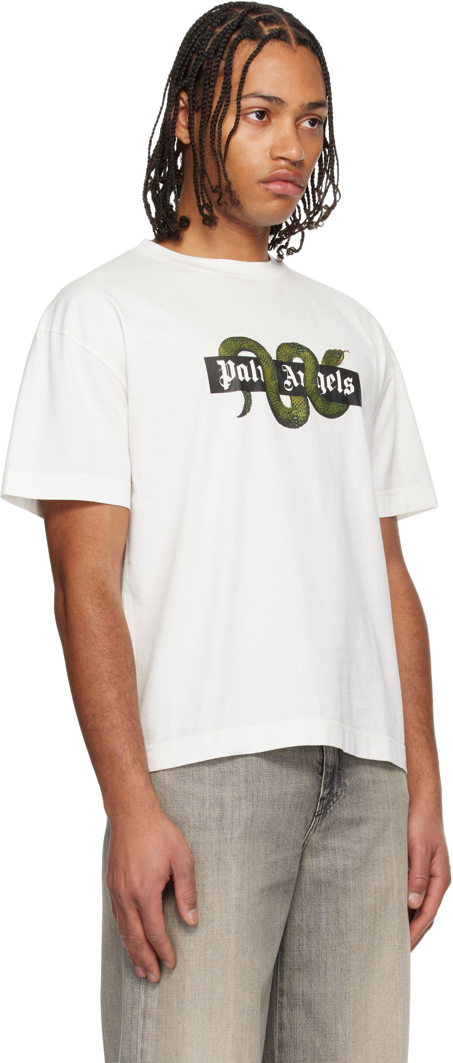 Тениска Palm Angels Snake Logo T-shirt Бяло | PMAA109F25JER0080355, 1